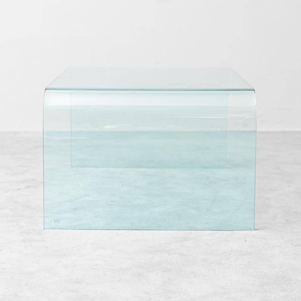 Vintage Fiam Italia coffee table in curved glass minimalist design 1970s
