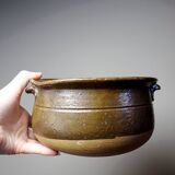 Marmite/bol à oreilles ancien XXe grès de Puisaye émaillé
