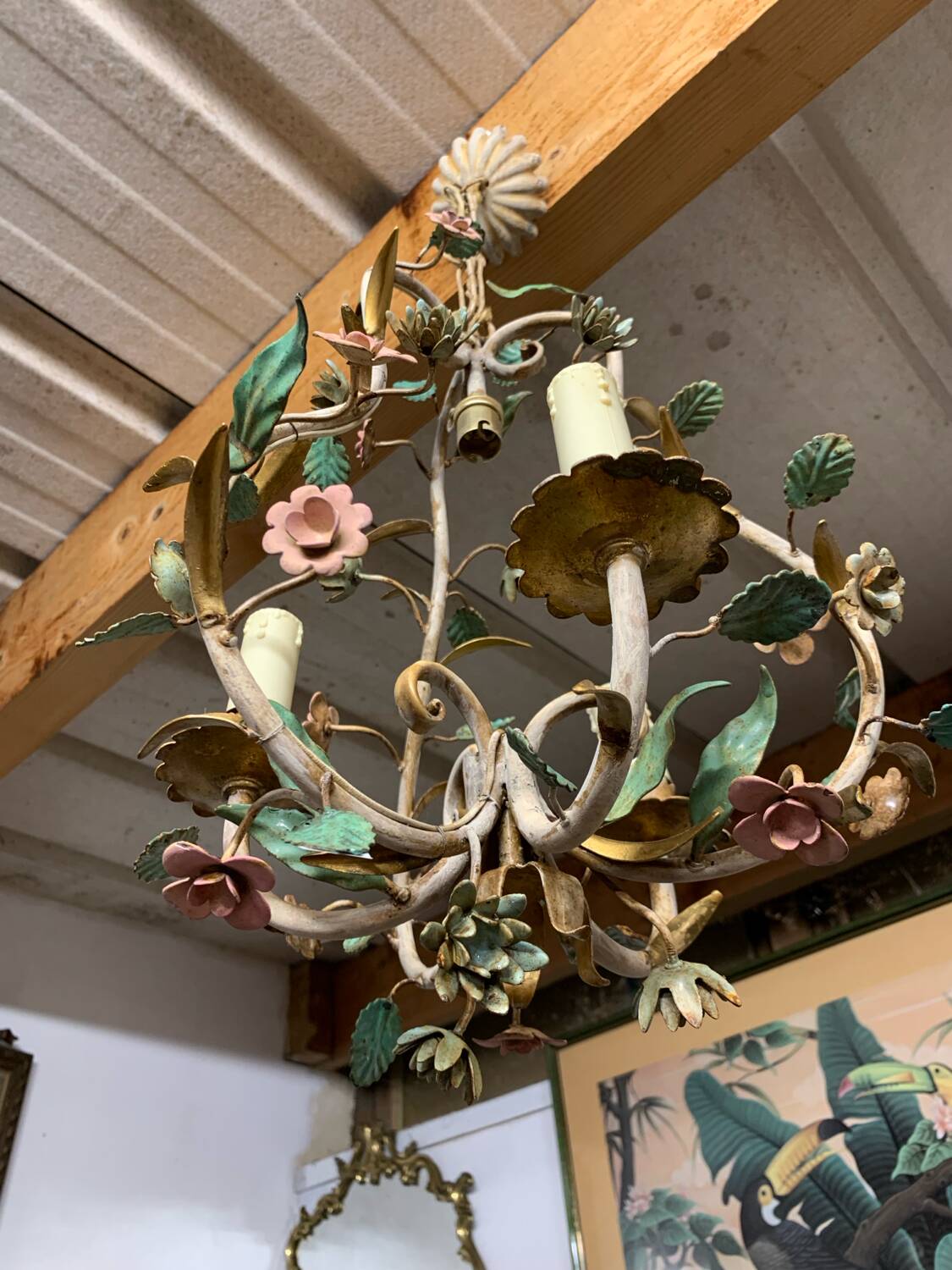 Lustre en fer forgé floral