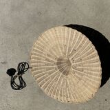 Small suspension, rattan luminaire in hat shape D:60cm