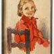 Watercolor painting "young girl" Pierrette dated 1950 and frame