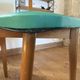 Set of 4 vintage chairs in blonde wood and turquoise faux leather – 1960s