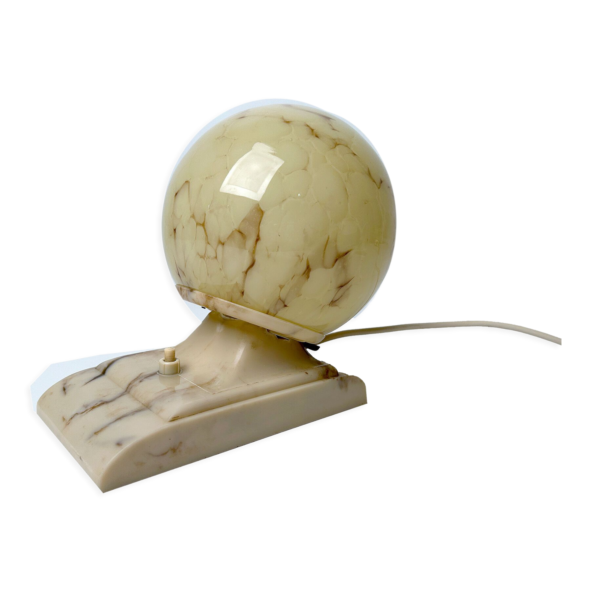 Vintage Art Deco Table Lamp, 40 years, Bakelite Melamine Opaline Marble