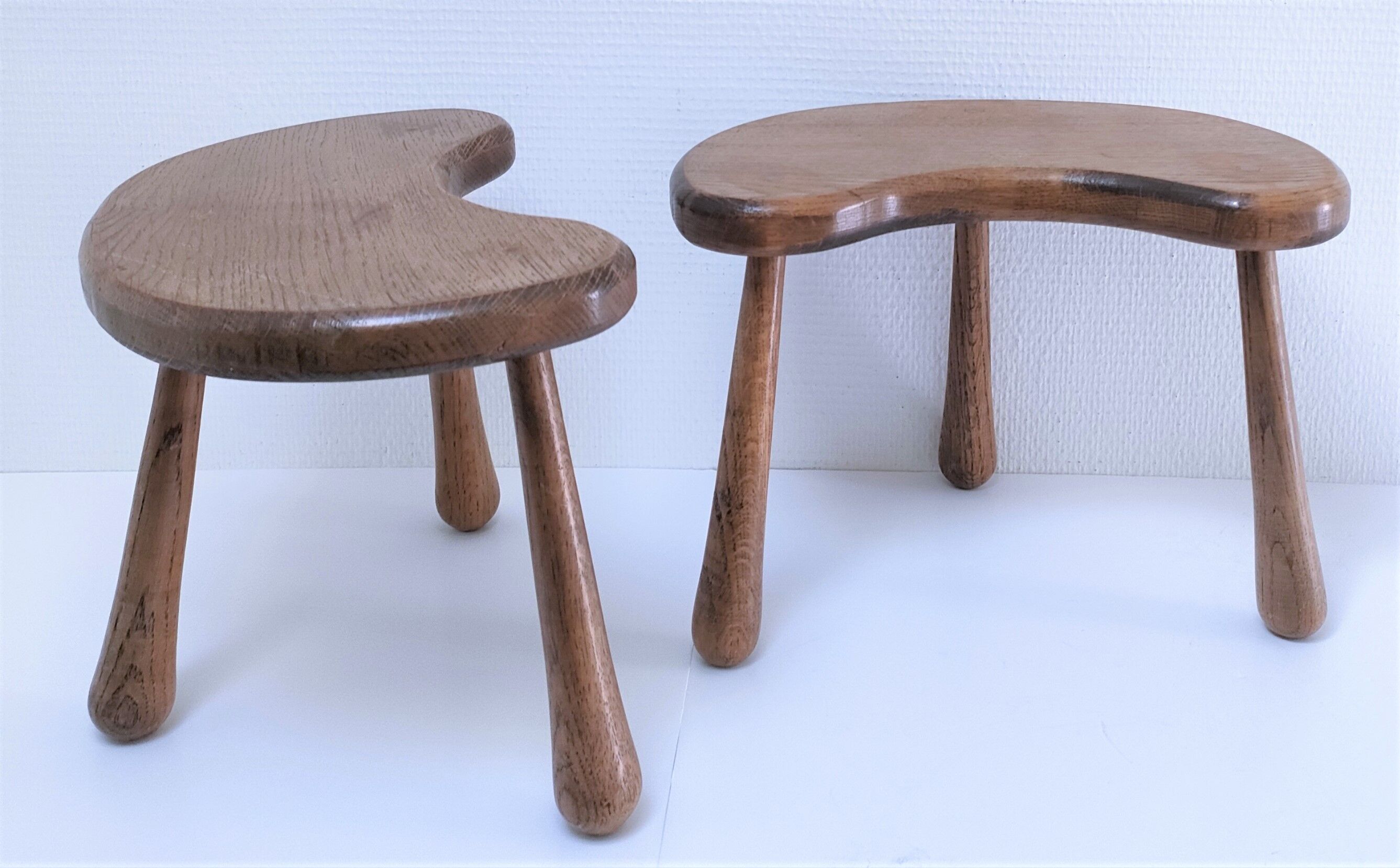Pair of tripod stools feet solid wood solid wood vintage design