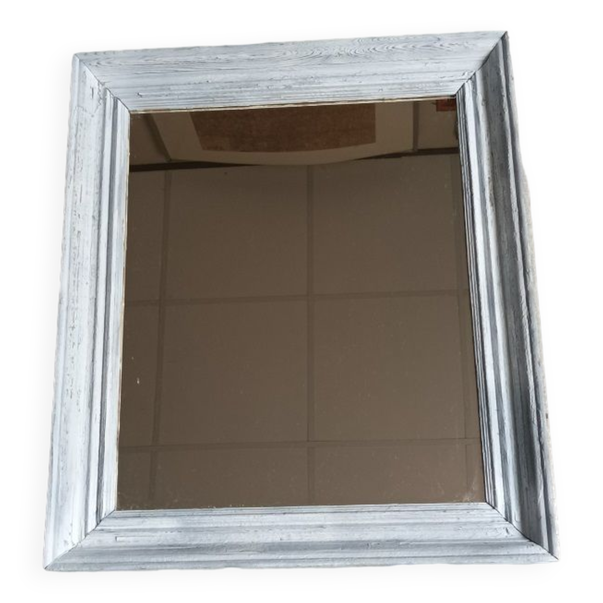 Mirror Patinated white wood frame