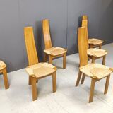 Vintage hich back wicker dining chairs, set of 6 - 1960s