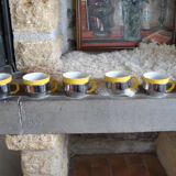 Series of 6 ceramic and stainless steel cups - 70s - Vintage