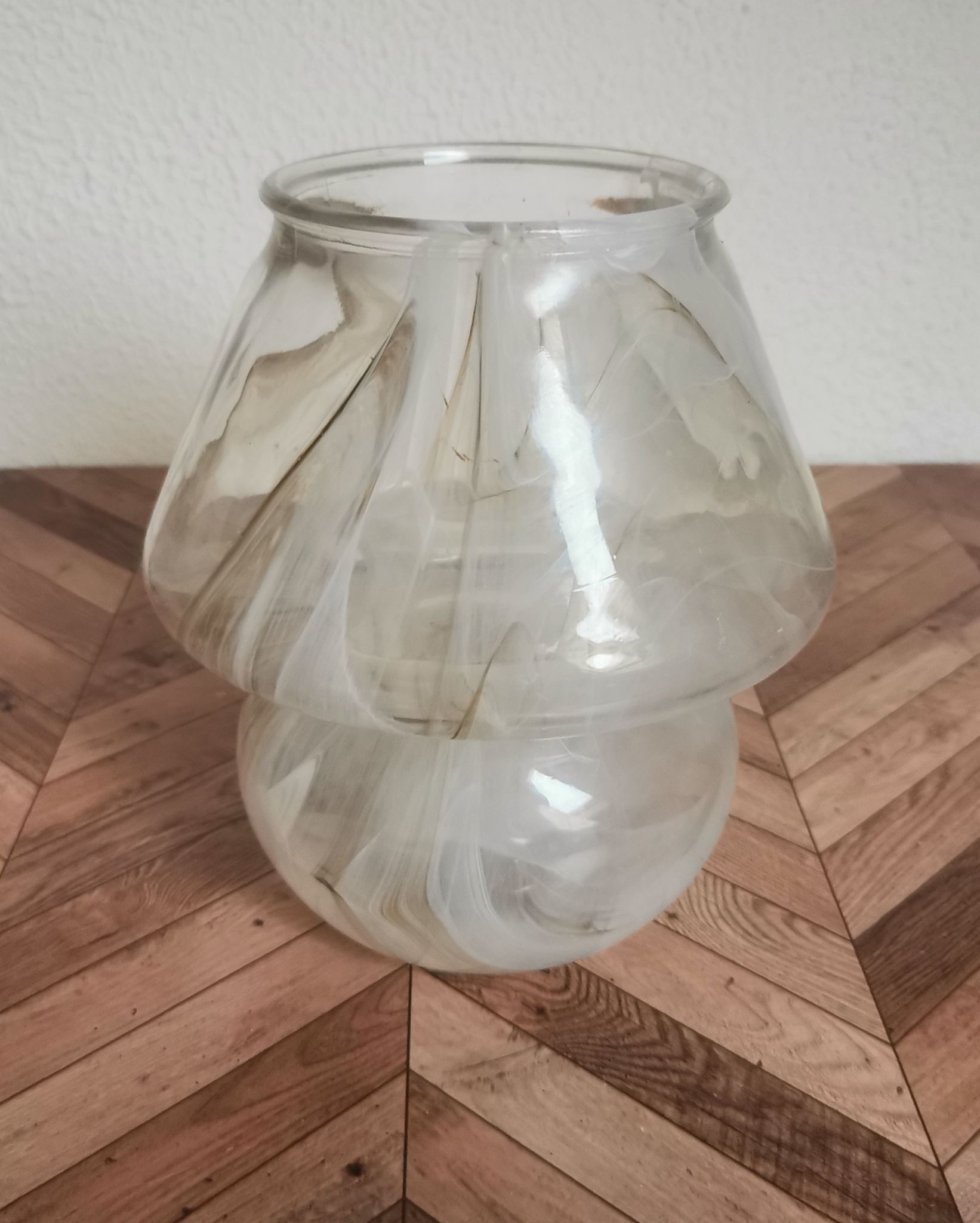 Vase champignon verre marbré