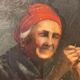 Old painting, the seamstress, signed L Cambedouzou and dated 1904