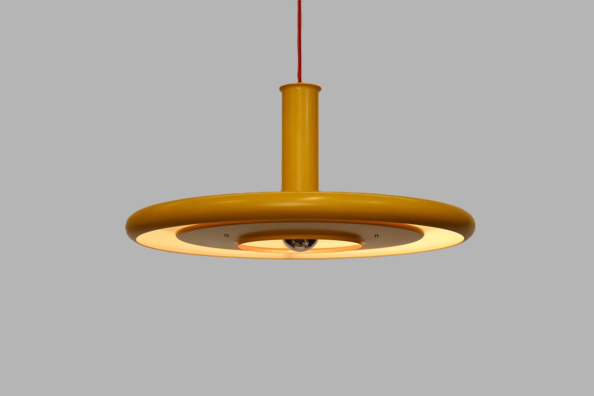 Yellow XL Fog & Morup Optima Pendant Lamp: Hans Due Design, Denmark 1970s