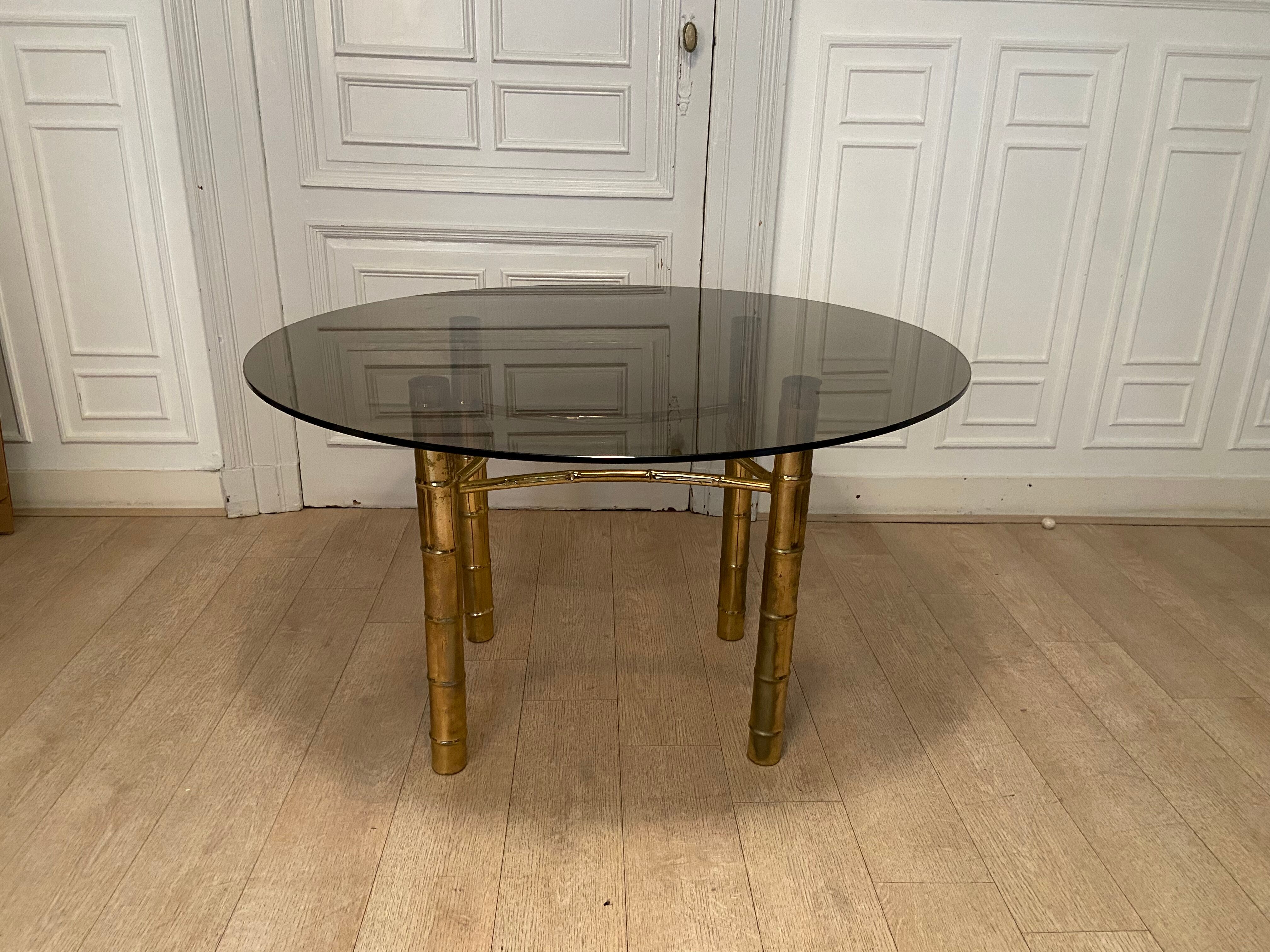 Dining table, fake golden bamboo, 1970s
