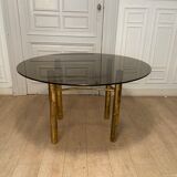 Table à manger, faux bambou doré, 1970s