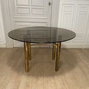 Table à manger, faux bambou doré, 1970s
