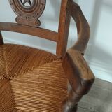 Straw armchair folk art.