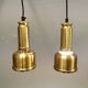 Two beautiful perforated brass hanging lamps, Danish and from the 1980s.