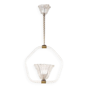 Lampe suspendue en verre de Murano vintage Barovier et Toso, années 1940.