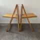 Pair of folding chairs from the 70s in solid beech