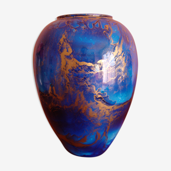 Blue and gold ceramic vase