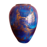 Blue and gold ceramic vase