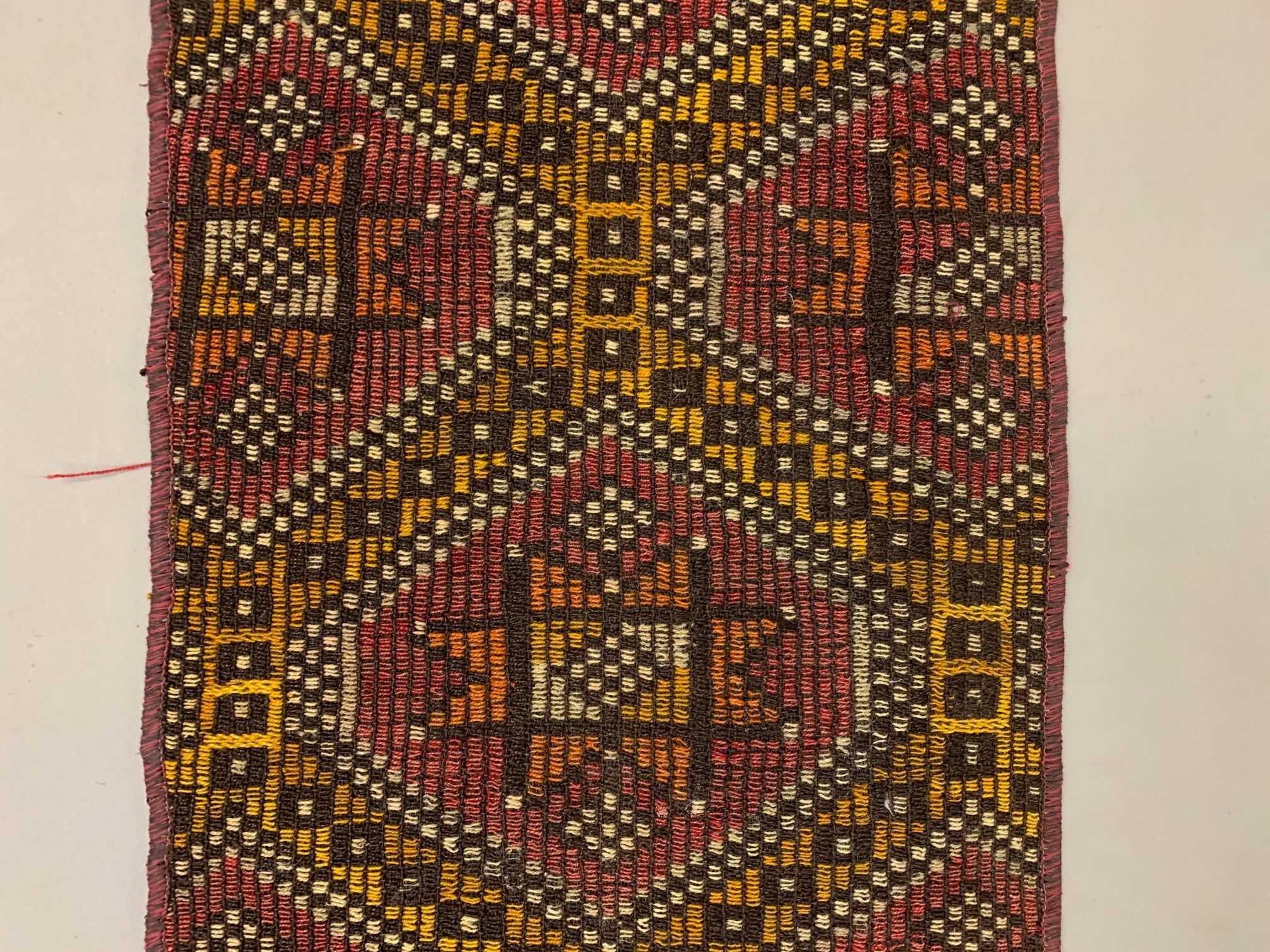 Old Turkish narrow Kilim Runner 315x51 cm, shabby chic, vintage kelim Red Black