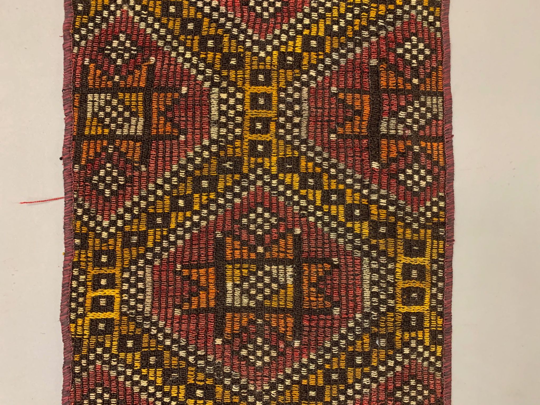 Old Turkish narrow Kilim Runner 315x51 cm, shabby chic, vintage kelim Red Black