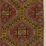 Old Turkish narrow Kilim Runner 315x51 cm, shabby chic, vintage kelim Red Black