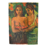 Ancient painting – Two female figures France (attributed), circa 1905–1925
