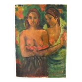 Ancient painting – Two female figures France (attributed), circa 1905–1925