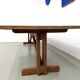 Large refectory table in solid pine and beech, with an X-shaped base.