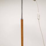 Vintage chrome leather floor lamp mid-century Atelje Lyktan, Sweden