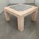 Marble mosaic coffee table '80, salmon and green with brass