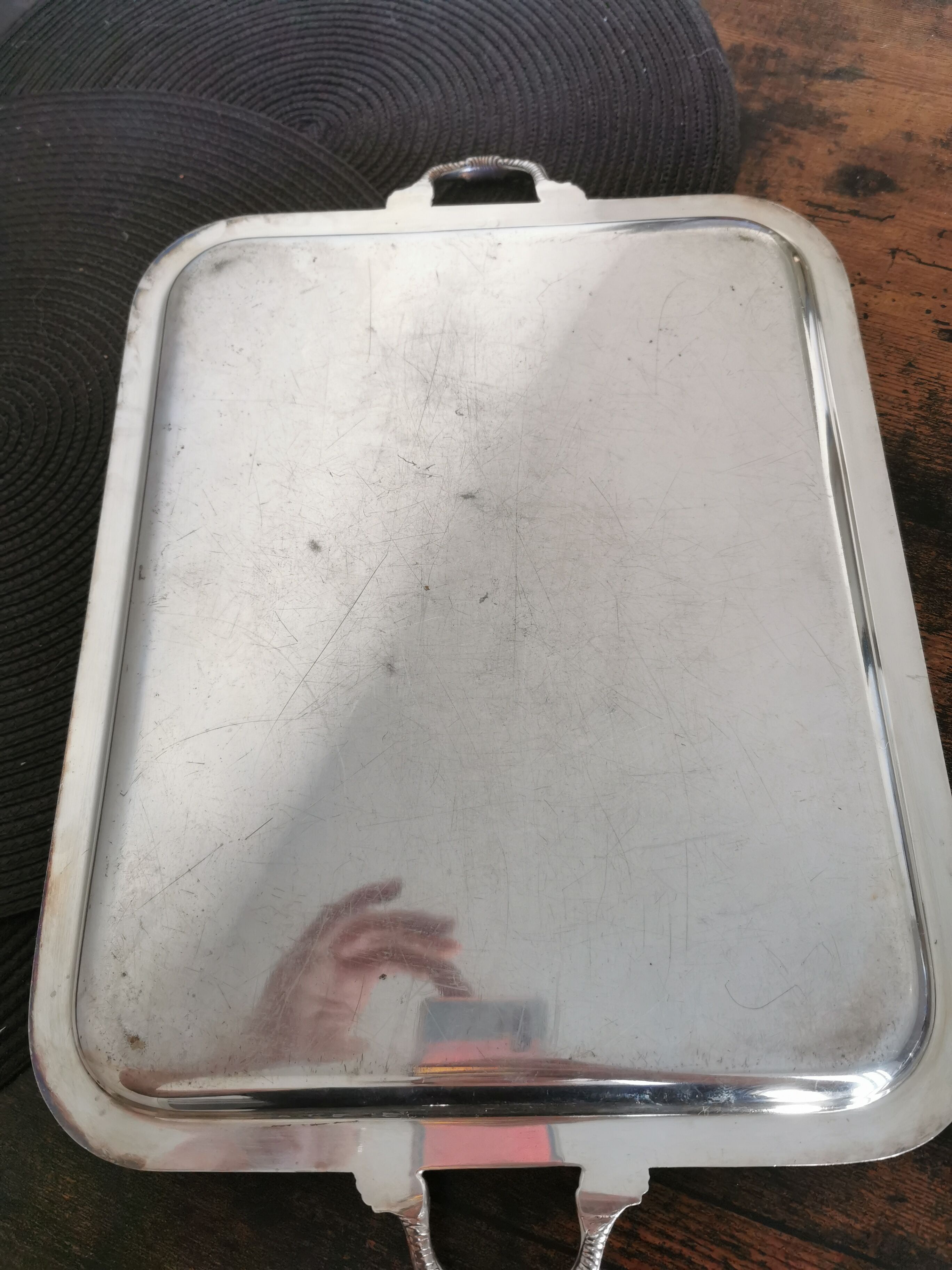 Silver metal tray