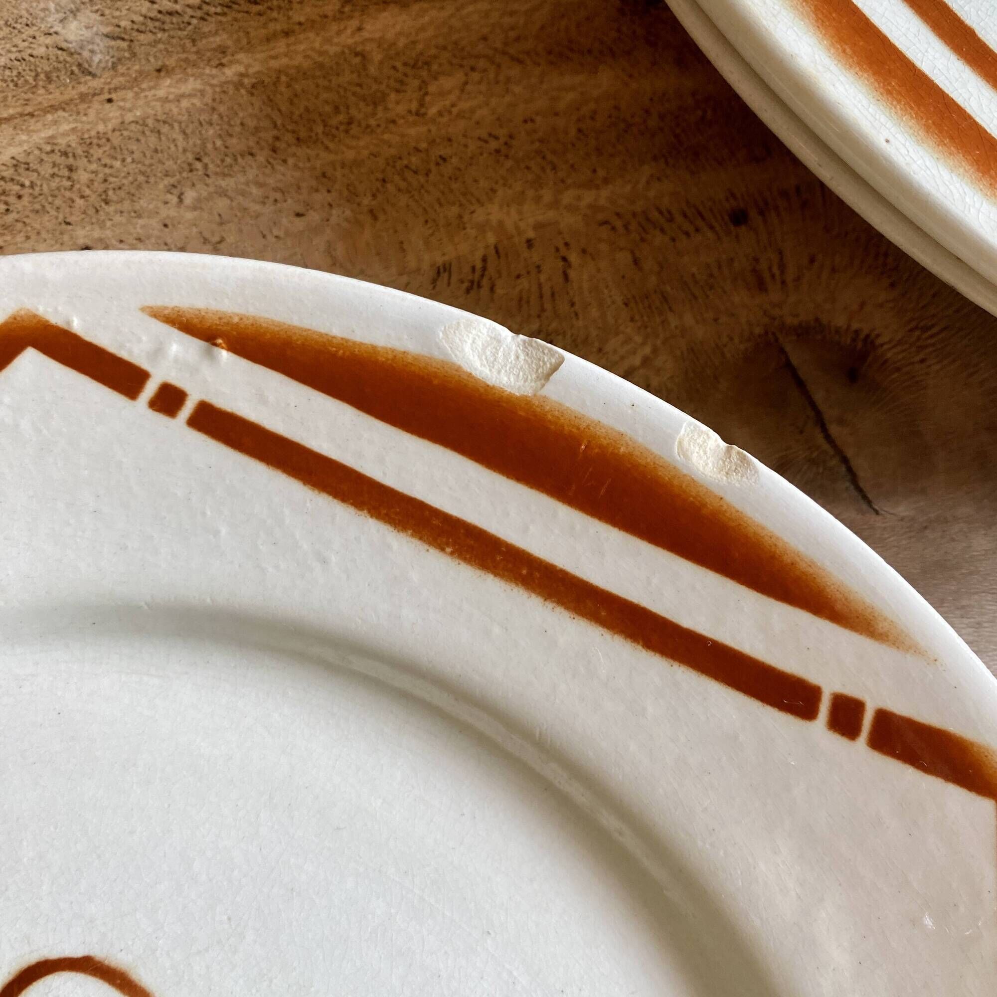 Set of 6 vintage flat plates in iron earth, Paradis de Badonvillier models