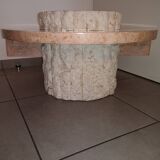 Round coffee table in fossil or mactan stone by Magnussen Ponte 1980