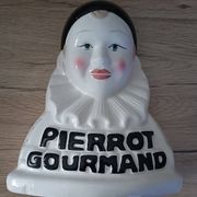 Advertising lollipop display with gourmet Pierrot bust in porcelain