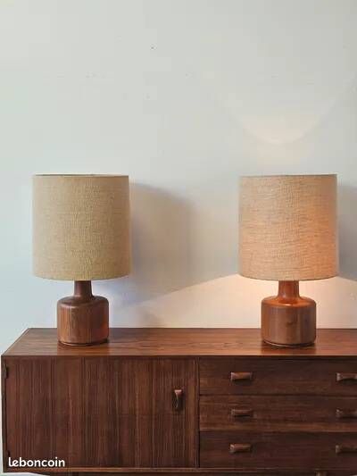 Pair of vintage teak lamps by Belform, Denmark 1960s