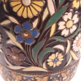 Large vintage waffle metal box 1960 deco flowers