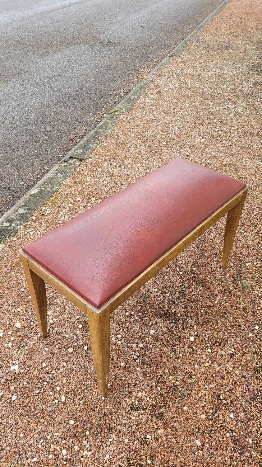 Art Deco piano stool bench in original Skai.