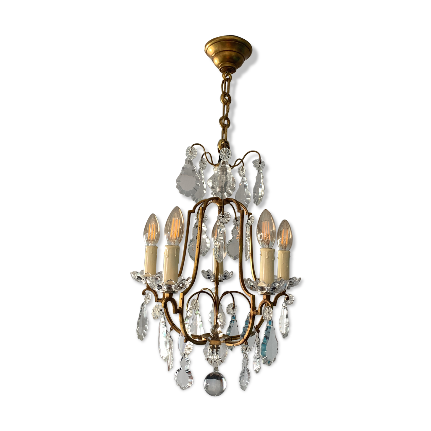 Lustre pampilles en cristal style Louis XVI, XXème