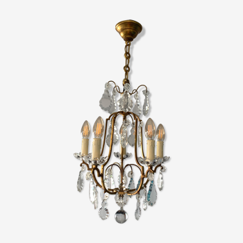 Lustre pampilles en cristal style Louis XVI, XXème
