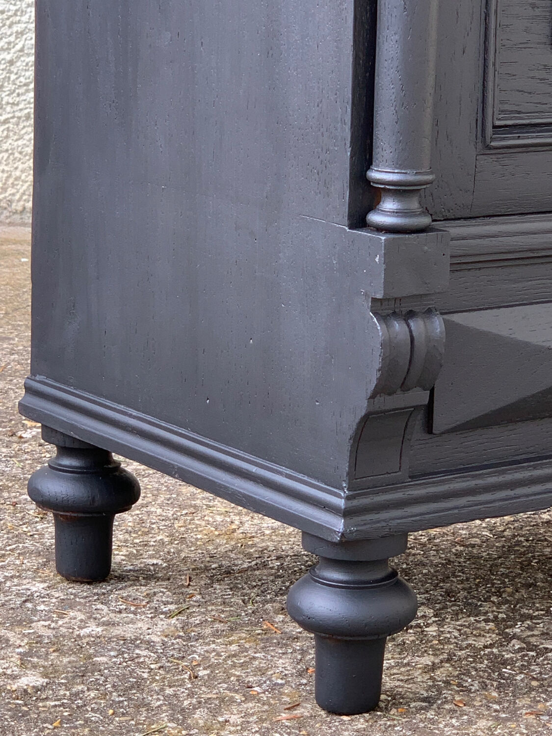 Armoire parisienne vitrée noire et vert grisé 150cm