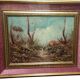 Oil painting on faesite landscape signed "DE BONI" 60s with frame