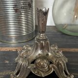 Silver metal candle holder