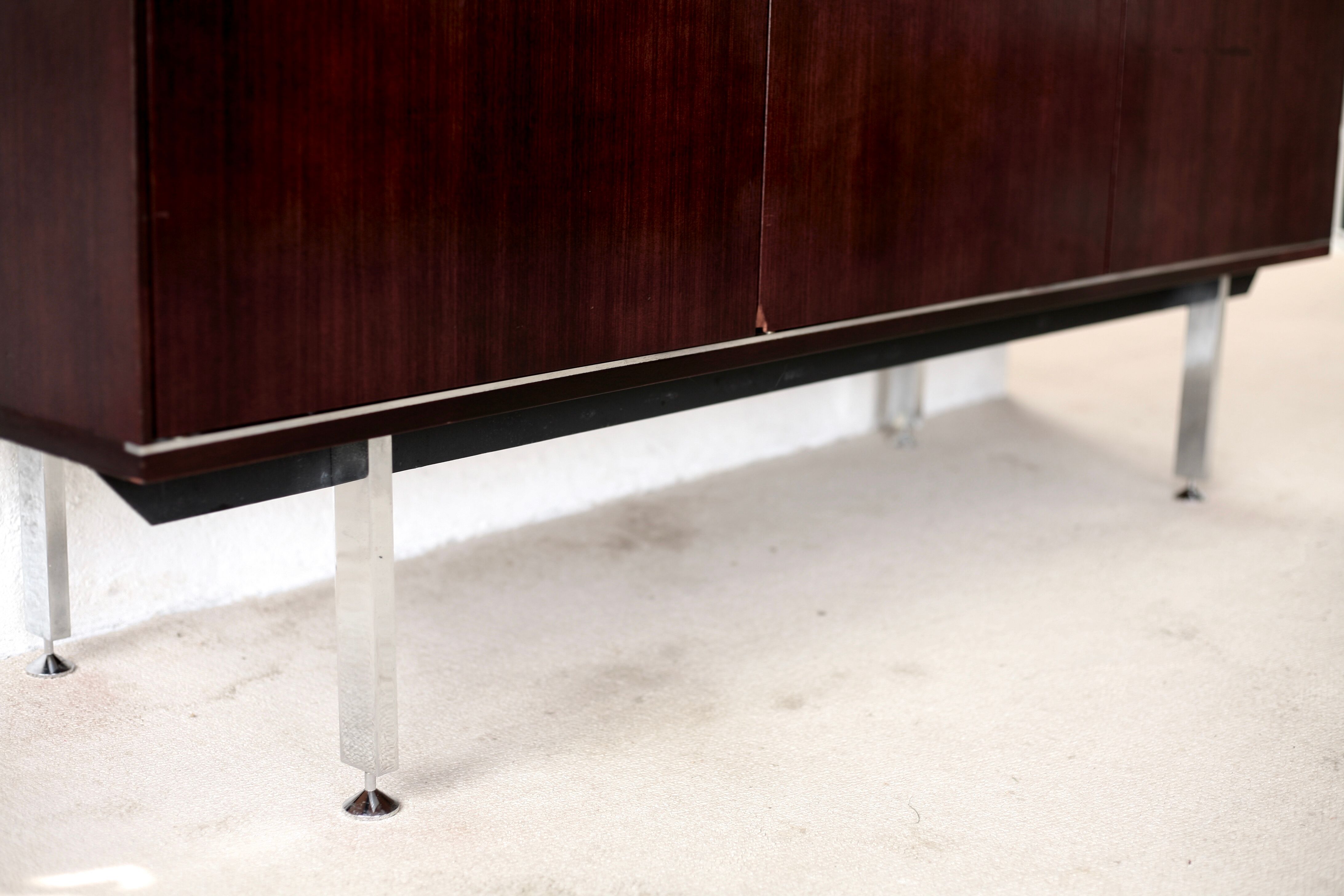 Sideboard solid wood and steel, France, cira 1970, Negroni edition