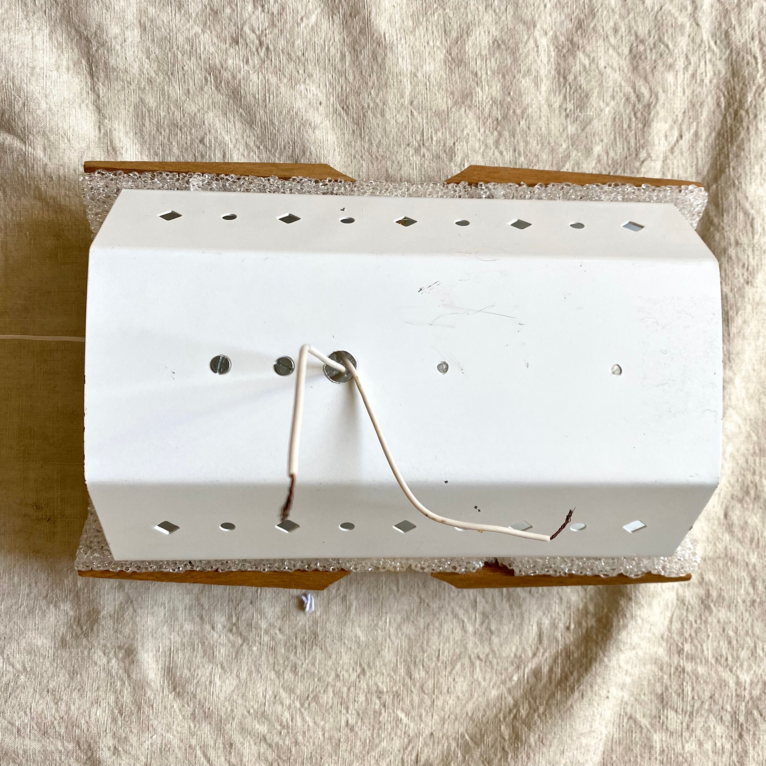 Vintage wall lamp perspex and wood