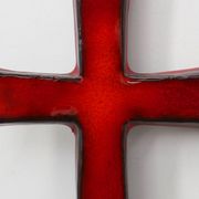 Red glazed ceramic Cross by Vandeweghe for Amphora, Belgium, ca. 1960