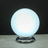 Mid Century Swirl Murano Table Ball Lamp with Chrome base