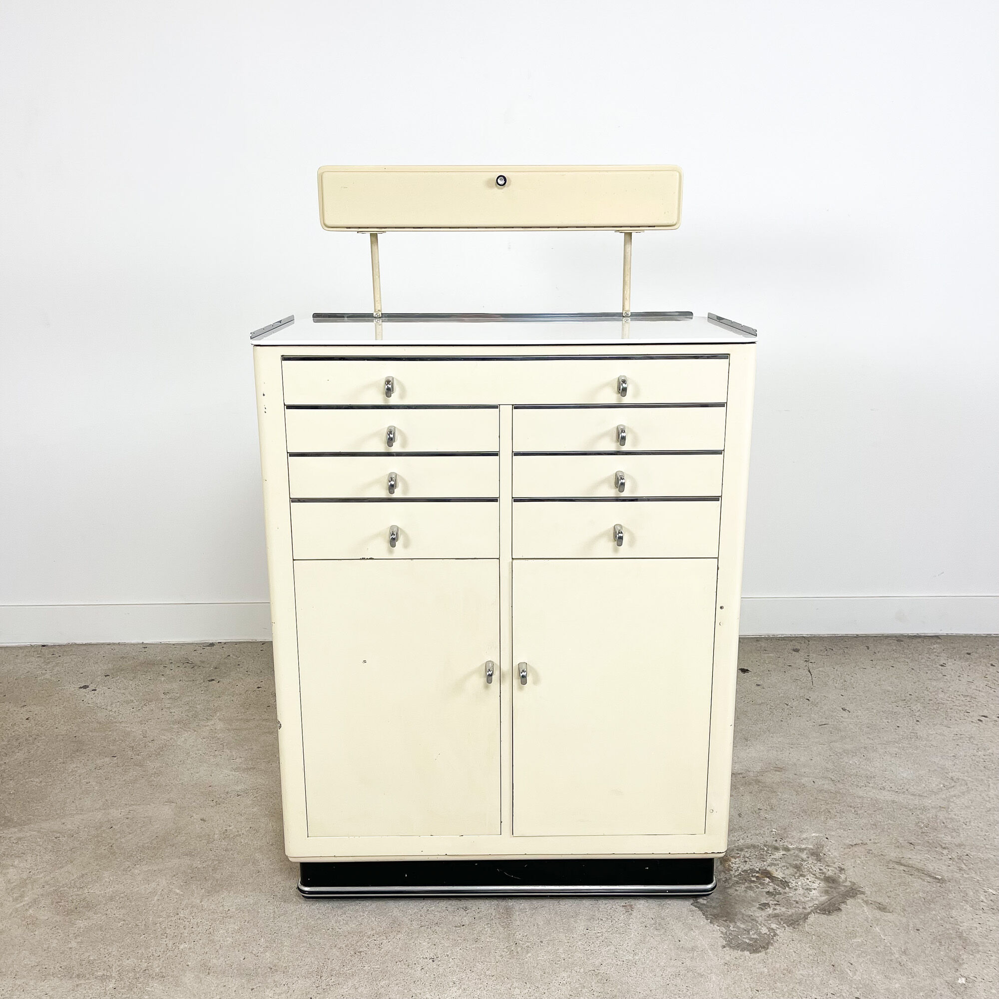 Industrial medical dentist cabinet on wheels Germany 1950s