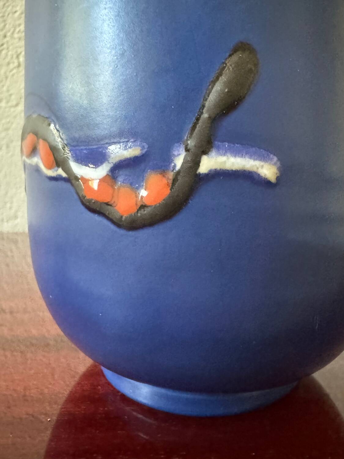 Blue ceramic flowerpot from the 60s