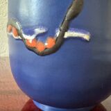 Blue ceramic flowerpot from the 60s